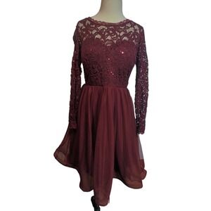 My Michelle maroon color mini dress plus size 15